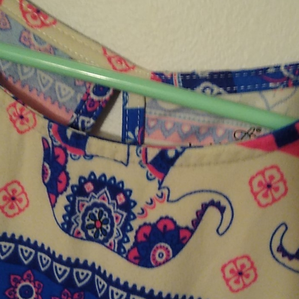Tank dress.  Boho elephant print. Key hole in back
